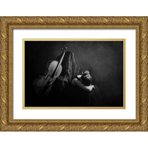 Silence Gold Ornate Wood Framed Art Print with Double Matting by Mest, Olga