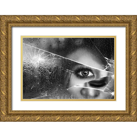 Face Of Pieces Gold Ornate Wood Framed Art Print with Double Matting by Marlianto, Ivan