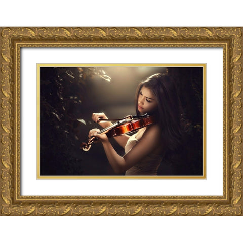Love Song Gold Ornate Wood Framed Art Print with Double Matting by Lee, Ivan