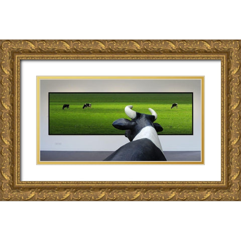 My Wish: I Was Grazing There Myself...! Gold Ornate Wood Framed Art Print with Double Matting by Limberg, Huib