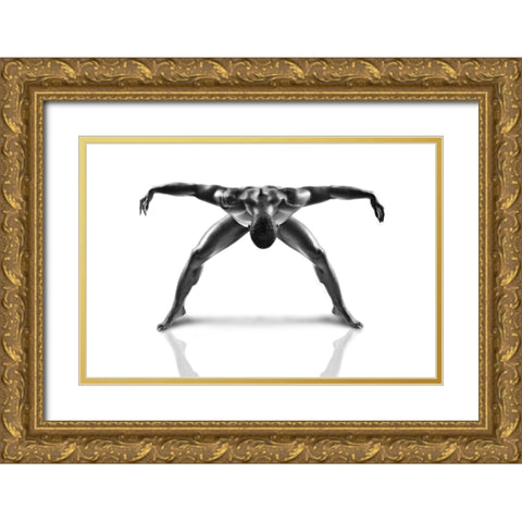 Metallic Nude 3 Gold Ornate Wood Framed Art Print with Double Matting by JLP