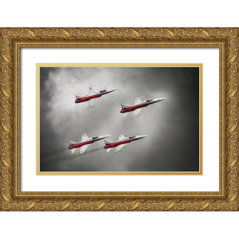 Patrouille Suisse Gold Ornate Wood Framed Art Print with Double Matting by Leon