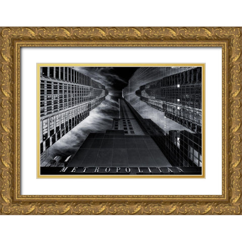 M E T R O P O L I T A N Gold Ornate Wood Framed Art Print with Double Matting by De La, Javier