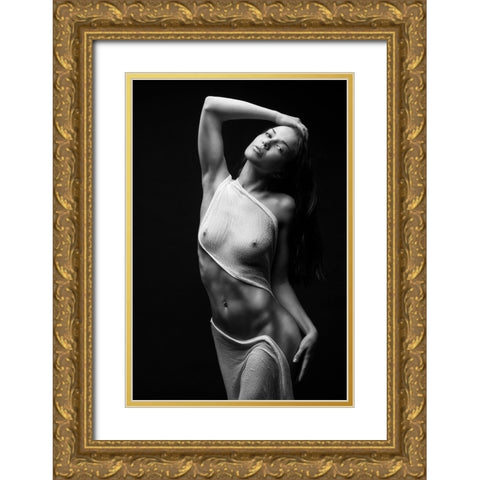 Black Milk Gold Ornate Wood Framed Art Print with Double Matting by Belovodchenko, Anton