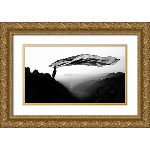 Free As The Wind Gold Ornate Wood Framed Art Print with Double Matting by Odorizzi, Patrick