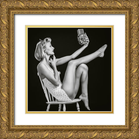 Vintage Selfie Gold Ornate Wood Framed Art Print with Double Matting by Clemen, Rod