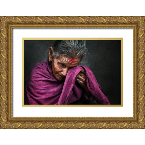 Tears Gold Ornate Wood Framed Art Print with Double Matting by Baqer, Mohammed
