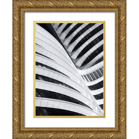 Battle Of The Curves Gold Ornate Wood Framed Art Print with Double Matting by Van De, Jeroen