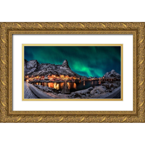 Gangway Borealis Gold Ornate Wood Framed Art Print with Double Matting by De La, Javier