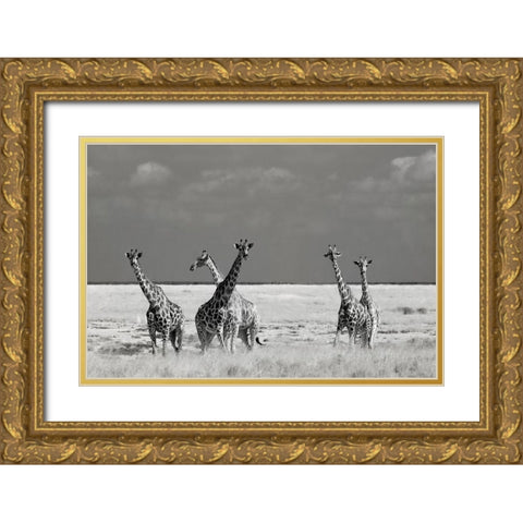 Look Girl Strange Animals Gold Ornate Wood Framed Art Print with Double Matting by Guillemot, Mathilde