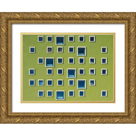 39 Windows Gold Ornate Wood Framed Art Print with Double Matting by Lykke, Jan