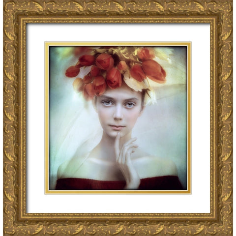 Flora Gold Ornate Wood Framed Art Print with Double Matting by Melik-Nubarova, Svetlana