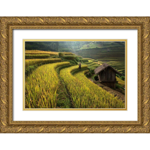 Keep Walking Gold Ornate Wood Framed Art Print with Double Matting by Intarob, Sarawut