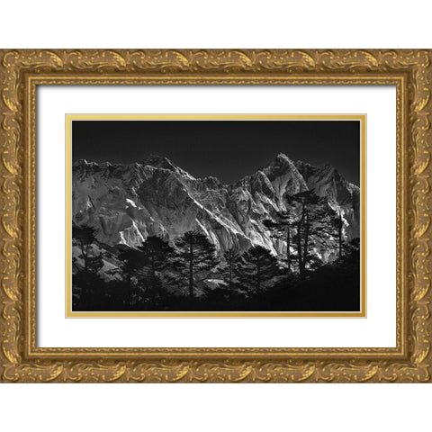 Everest View Gold Ornate Wood Framed Art Print with Double Matting by Tanase, Sorin