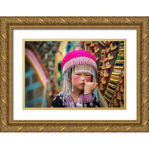 Macaquinho Gold Ornate Wood Framed Art Print with Double Matting by Godinho, Luis