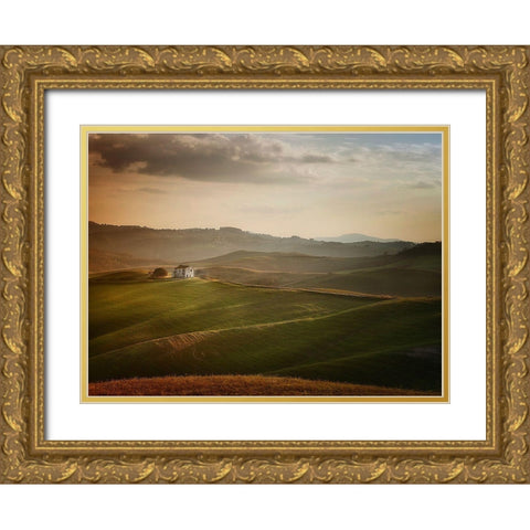Over The Hills Gold Ornate Wood Framed Art Print with Double Matting by Longobardi, Antonio