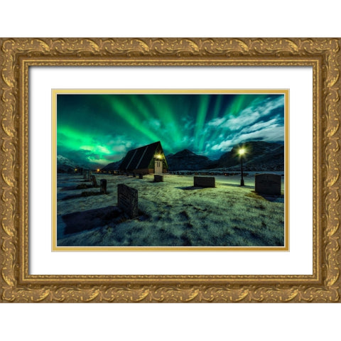 Dancing All Night Long Gold Ornate Wood Framed Art Print with Double Matting by De La, Javier