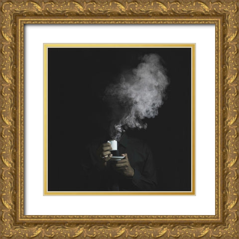 Coffee Gold Ornate Wood Framed Art Print with Double Matting by Ramon, Felipe