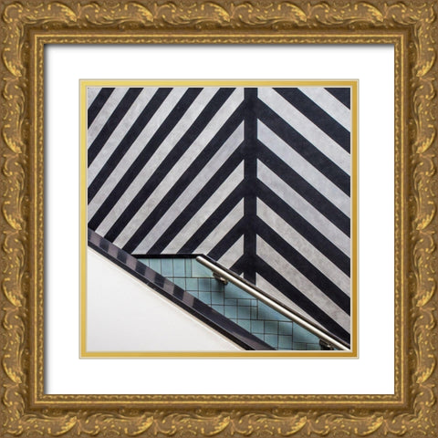 Museum Staircase Gold Ornate Wood Framed Art Print with Double Matting by Vangindertael, Luc