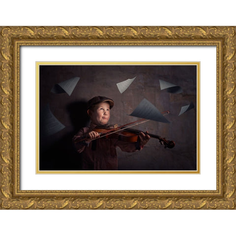 The Magic Of Music Gold Ornate Wood Framed Art Print with Double Matting by Vrican, Adrian