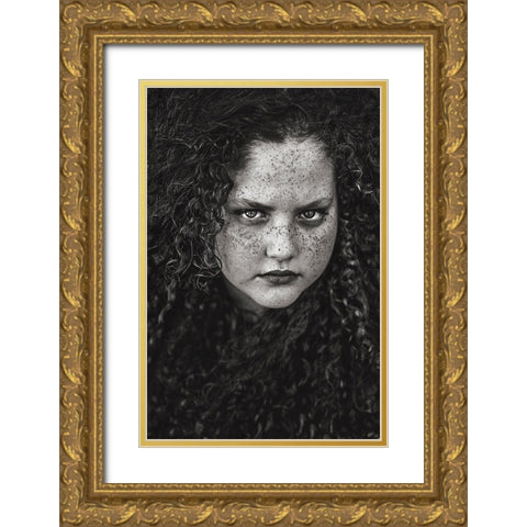 Agam Gold Ornate Wood Framed Art Print with Double Matting by Rozenzvig, Carmit