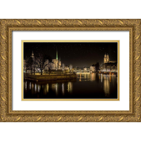Zurich Gold Ornate Wood Framed Art Print with Double Matting by Mitropoulos, Petros