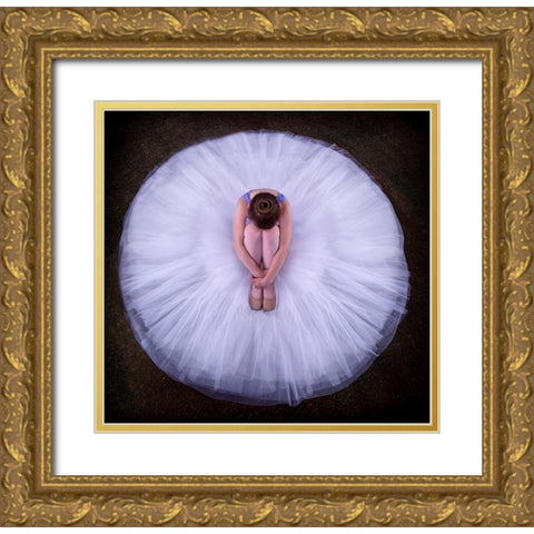 Young Ballerina Gold Ornate Wood Framed Art Print with Double Matting by Pentony MA, Pauline