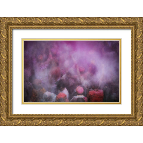 Blurry Holi Gold Ornate Wood Framed Art Print with Double Matting by Vichaya