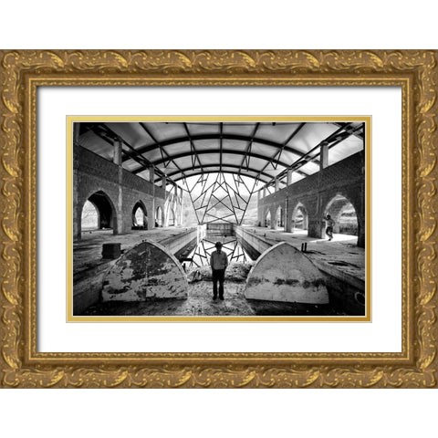 Swimming Pool Gold Ornate Wood Framed Art Print with Double Matting by Ferrara, Carlo