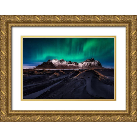 Enchanted Stokksnes Gold Ornate Wood Framed Art Print with Double Matting by De La, Javier