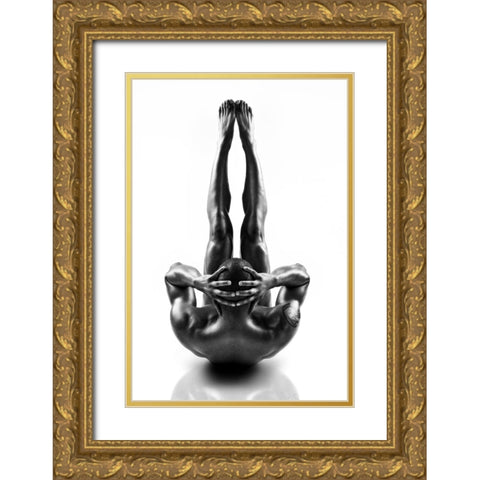 Metallic Nude 1 Gold Ornate Wood Framed Art Print with Double Matting by JLP
