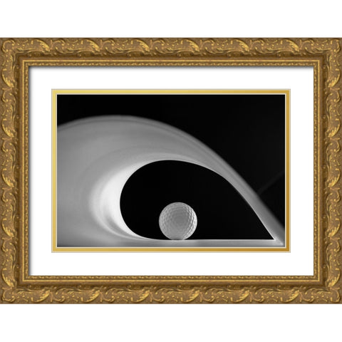 Golf Ball Gold Ornate Wood Framed Art Print with Double Matting by Azevedo, Olavo
