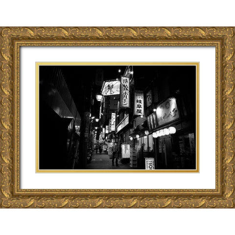Street Of The World - Tokyo Gold Ornate Wood Framed Art Print with Double Matting by Takeshi, Tsunoda