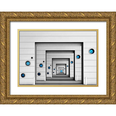 Blue Desire Gold Ornate Wood Framed Art Print with Double Matting by van Maastricht, Henk