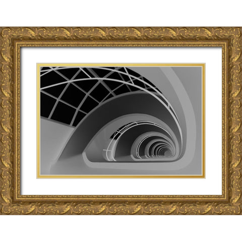 Antwerp-Stairs Gold Ornate Wood Framed Art Print with Double Matting by Niezen, Jan