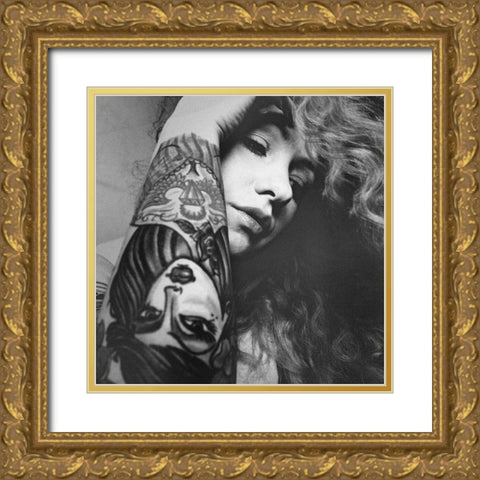 Faces Gold Ornate Wood Framed Art Print with Double Matting by Mariola