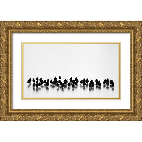 Eurasian Coots Gold Ornate Wood Framed Art Print with Double Matting by Vasilev, Yordan