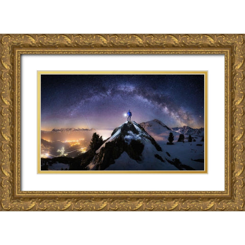 Per Aspera Ad Astra Gold Ornate Wood Framed Art Print with Double Matting by Nicholas Roemmelt, Dr.