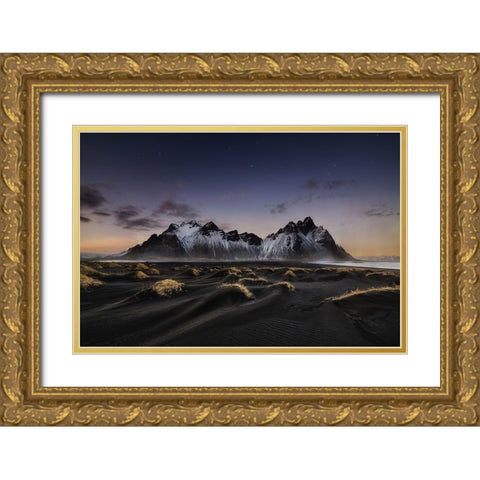 Stokksnes Vi Gold Ornate Wood Framed Art Print with Double Matting by Pablo De, Juan