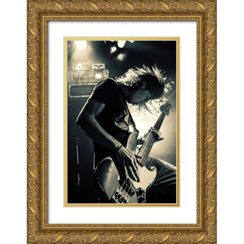 Playing Bassguitar Gold Ornate Wood Framed Art Print with Double Matting by Nakamatsu, Kenji