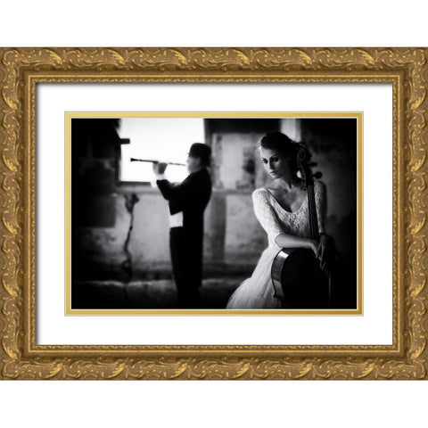 When Even Music ... Gold Ornate Wood Framed Art Print with Double Matting by Schleicher-Schwarz, Roswitha