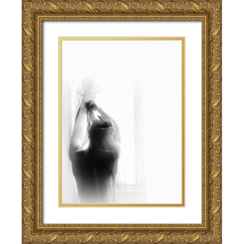 Morning Gold Ornate Wood Framed Art Print with Double Matting by Haghi, Babak