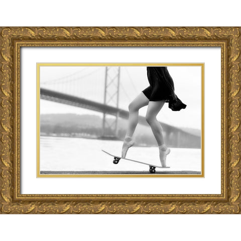 Skater Girl Gold Ornate Wood Framed Art Print with Double Matting by Ashton-Jones, Howard