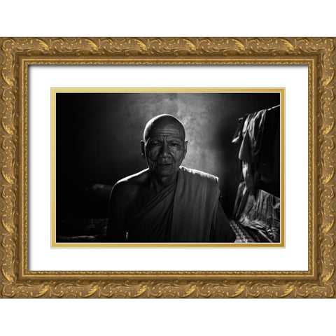 Practice Asceticism Gold Ornate Wood Framed Art Print with Double Matting by Isobe, Shinji