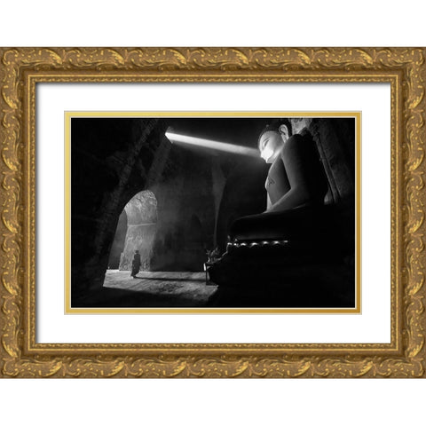 The Great Buddha Gold Ornate Wood Framed Art Print with Double Matting by Song, Gunarto