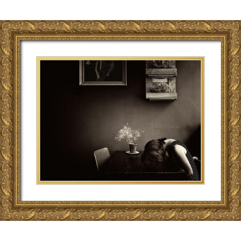 Grief Gold Ornate Wood Framed Art Print with Double Matting by Dirven, Ton