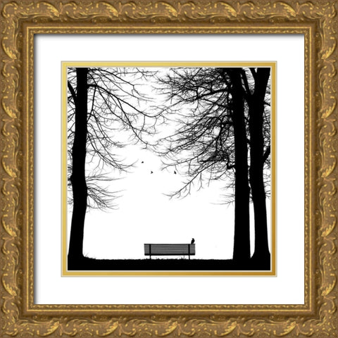 Il Corvo Gold Ornate Wood Framed Art Print with Double Matting by Della Latta, Massimo