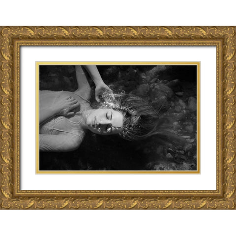 Be Water Gold Ornate Wood Framed Art Print with Double Matting by Mest, Olga