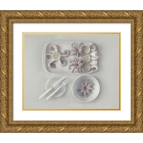 D?Ctopus...2 Gold Ornate Wood Framed Art Print with Double Matting by Lazarov, Dimitar
