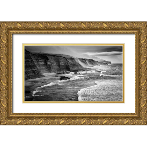Magoito Beach Gold Ornate Wood Framed Art Print with Double Matting by Tomaz Silva, Filipe